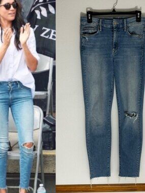 Mother The Looker Ankle Fray Jeans in Love Gun wash, Size 27 EUC